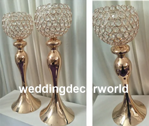 Nuovo stile romano di lusso pilastro di fiori in metallo dorato supporto per fiori in acrilico per decorazioni di nozze745