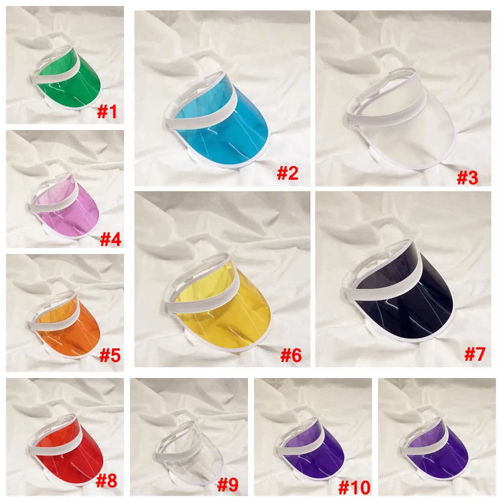 Fashion Transparent Sun Visor Hat Creative Clear Plastic Empty Top Cap Outdoor Travel Beach Sunscreen Sun Hat TTA952