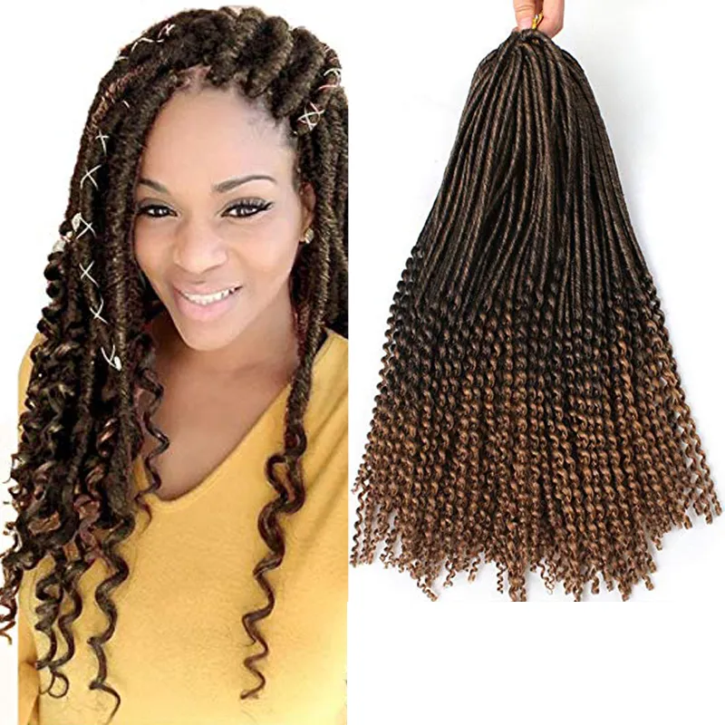 Wavy Synthetic Dreads Synthetic Crochet Dreads Extensions Warm Brown and Sun-Bleached tips. Boho Style Dreads de Dreadlocks Ombre