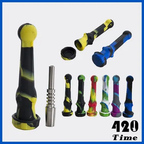 Silicone NC kit L = 88 milímetros Com aço inox Dica Uso Individual Mixed portátil Rig Silicon Dab óleo Cor Whoelsale