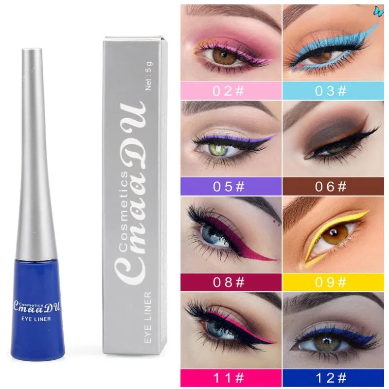 Cmaadu Waterproof Matte Colored Liquid Eyeliner Set Set Sexy Red, White