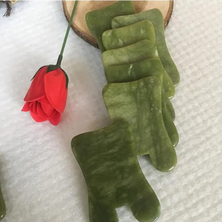 Dropshipping Natural Jade Massage Tool Guasha Board Gua Sha Facial Behandling Naturligt Jade Stone Scrawing Care Healthy Tool