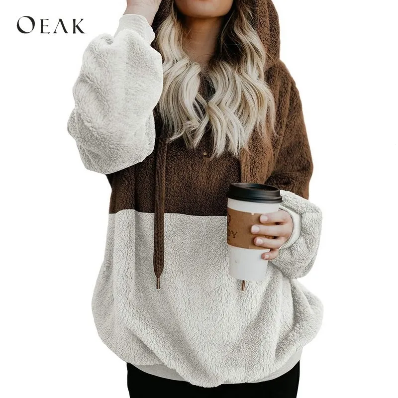 OEAK Frauen Flauschiges Fell Hoodie Mädchen Winter Lose Mit Kapuze Jacke Warme Outwear Mantel Niedlichen Sweatshirt Plus größe 5XL 2018 Neue mode V191129