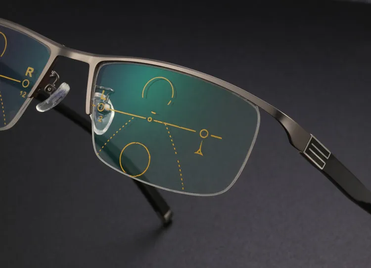 Mężczyźni Biznes Muti-Focus Realenglasses UV400 Progressive Half-Rim Presbyopia Okulary +1.00 --- + 3,50 Fullase Outlet