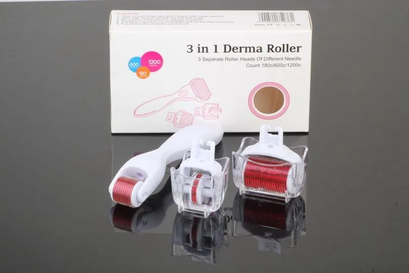 3 in1 roller Derma para rosto do corpo e olho micro agulha 180 600 1200 agulhas Dermaroller da pele