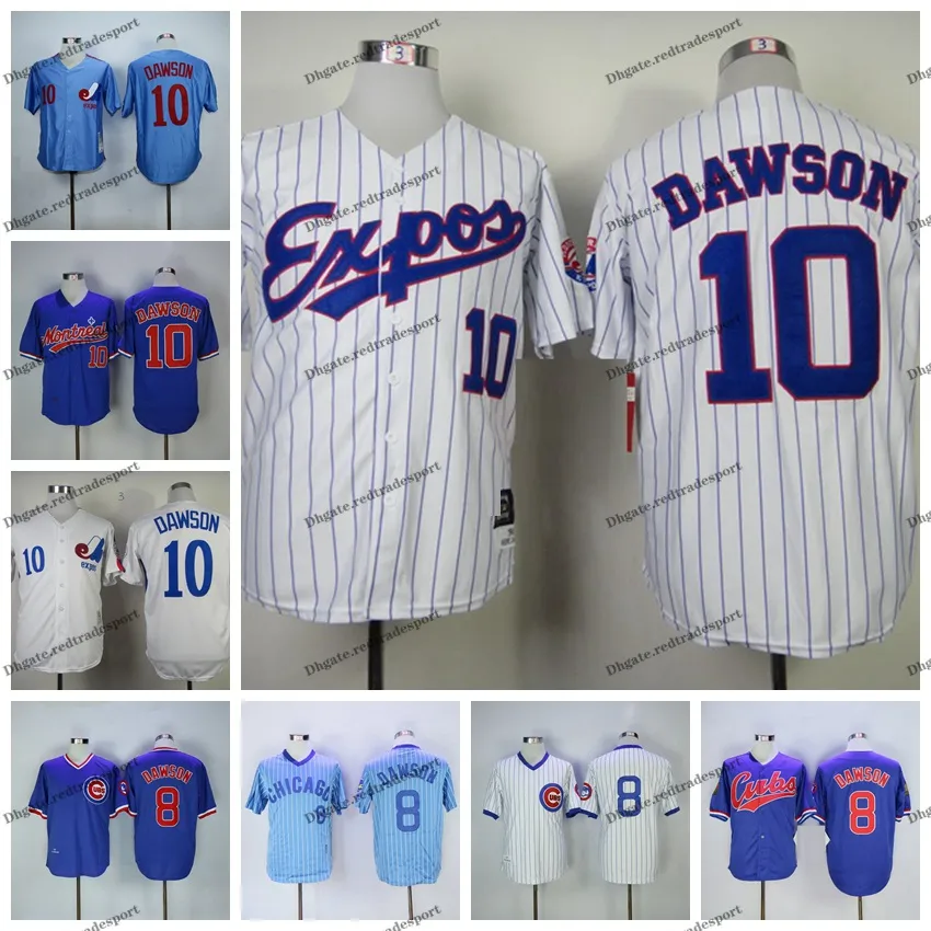 Vintage 1982 Montreal Expos Andre Dawson Baseball Jerseys Billiga White Blue #10 Andre Dawson Mens Stitched Shirts M-XXXL