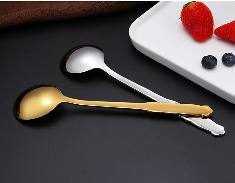 Cucchiai Da Minestra A Testa Tonda, 2 Pezzi Cucchiaio Coreano In Metallo Cucchiaio Da Minestra In Acciaio Inossidabile Cucchiaio Da Tavola Cucchiai Larghi Per Zuppa Dessert Caffè(Rosa - 2