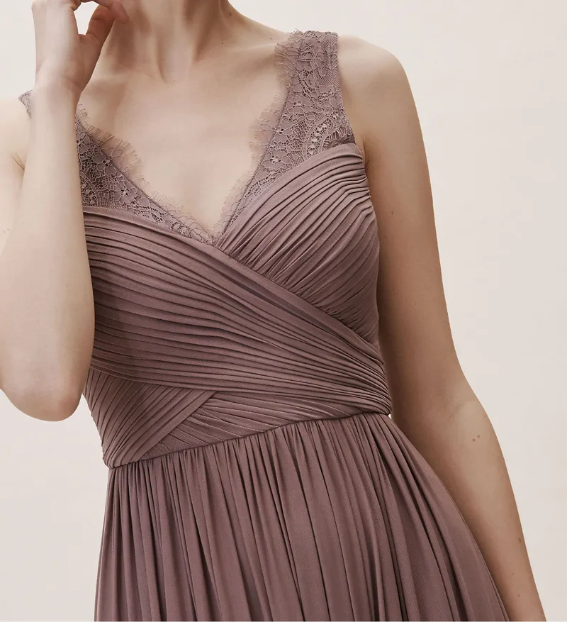 Violeta gris gasa dama de honor vestidos largo con cuello en V sin mangas de longitud Violeta gris gasa dama de honor vestidos largo con cuello en V sin mangas de longitud
