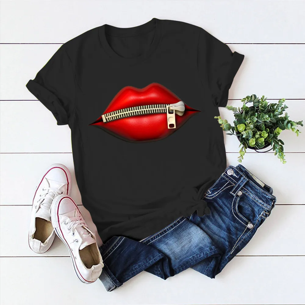 Red lips t shirt hotsell