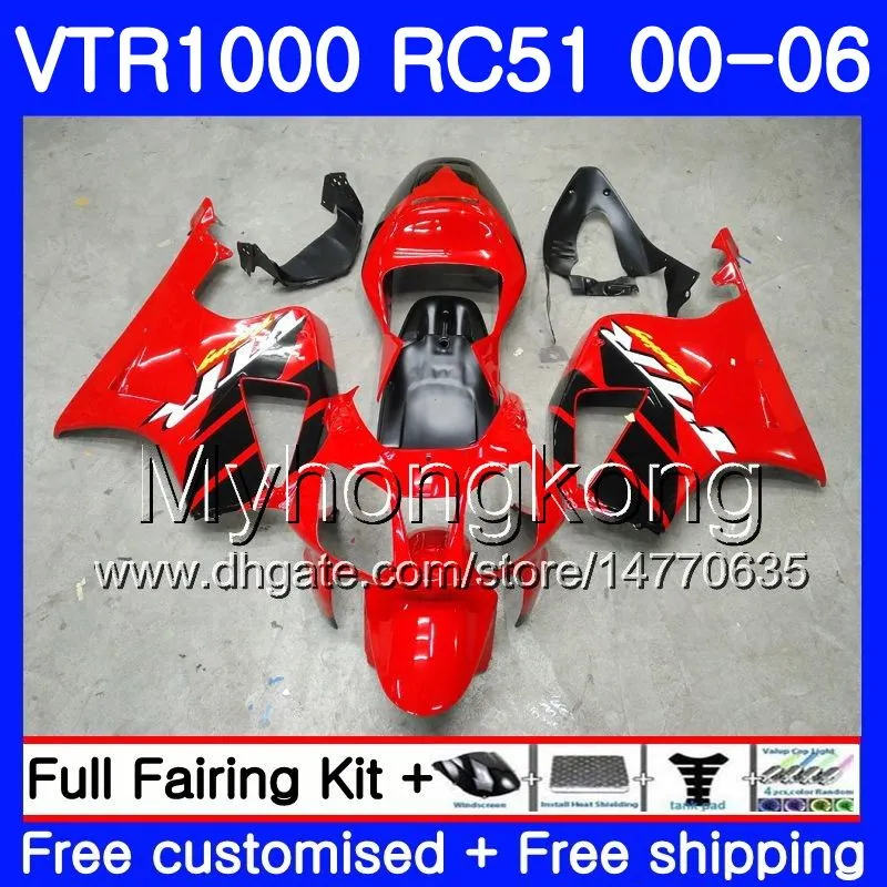 Zestaw do Honda VTR1000 RC51 SP1 SP2 00 01 03 04 05 06 257HM.0 RTV1000 VTR 1000 2000 2001 2002 2003 2004 2004 2005 2006 Fabryka Owalnia Red Blk