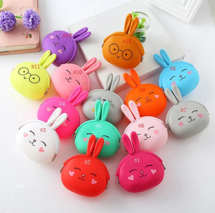 New Fashion Coin Purse Lovely Kawaii Cartoon Rabbit Pouch Women Girls Small Wallet Soft Silicone Coin Bag Kid Gift SN1929