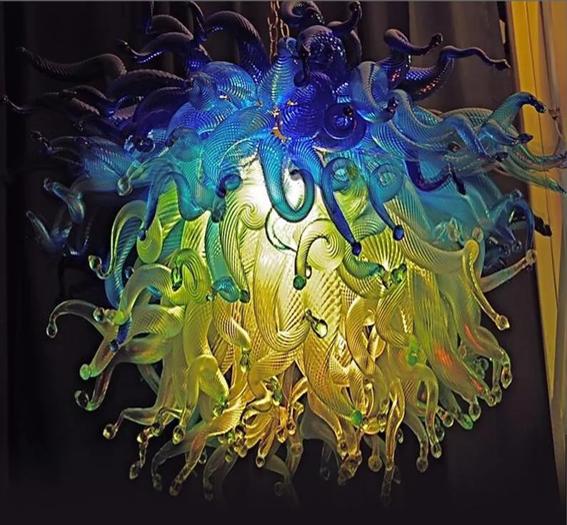 Lampa kolorowe żyrandol LED ręcznie wykonane dmuchane żyrandole Włochy styl szklane lampy wisiorek na świąteczne dekoracje