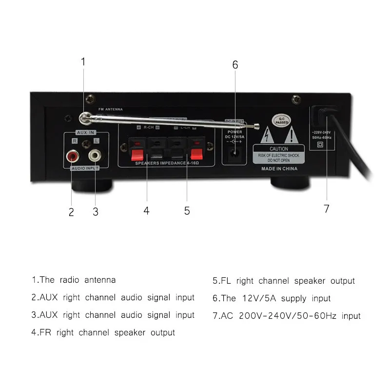 Vancord High Quality Mini Portable HiFi Stereo Power Digital Audio Amplifier 2CH Control FM MP3 USB Playback Subwoofer AK-318 (11)