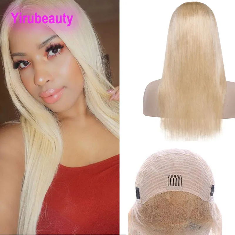 Brazilian Virgin Hair 613# Blonde 13X4 Lace Front Wigs Human Hair Straight Adjustable 10-32inch Wig