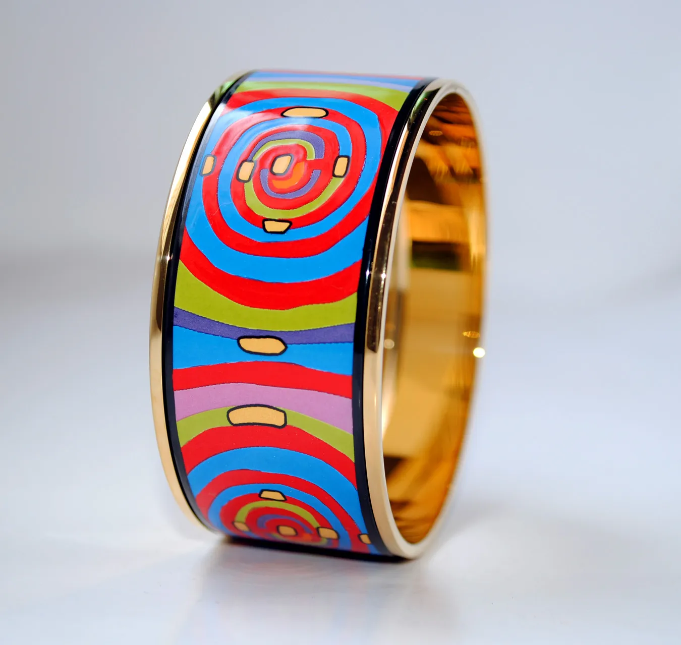 Ciclo di vita Bracciale bangle smaltato placcato oro 18 carati per donna Bracciali di alta qualità braccialetti larghezza 30mm Gioielli di design di moda