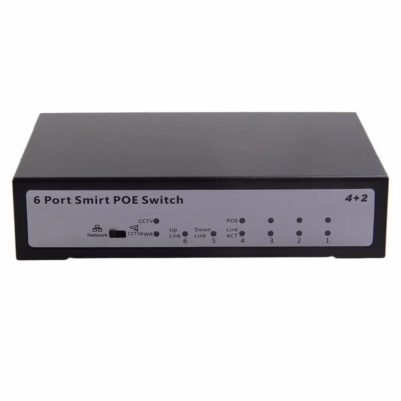 Freeshipping Professionell övervakning Användning Poe Switch 4 + 2 portar Ethernet Standard PoE-omkopplare för IP-kamera CF1006VP-E US / EU / AU / UK