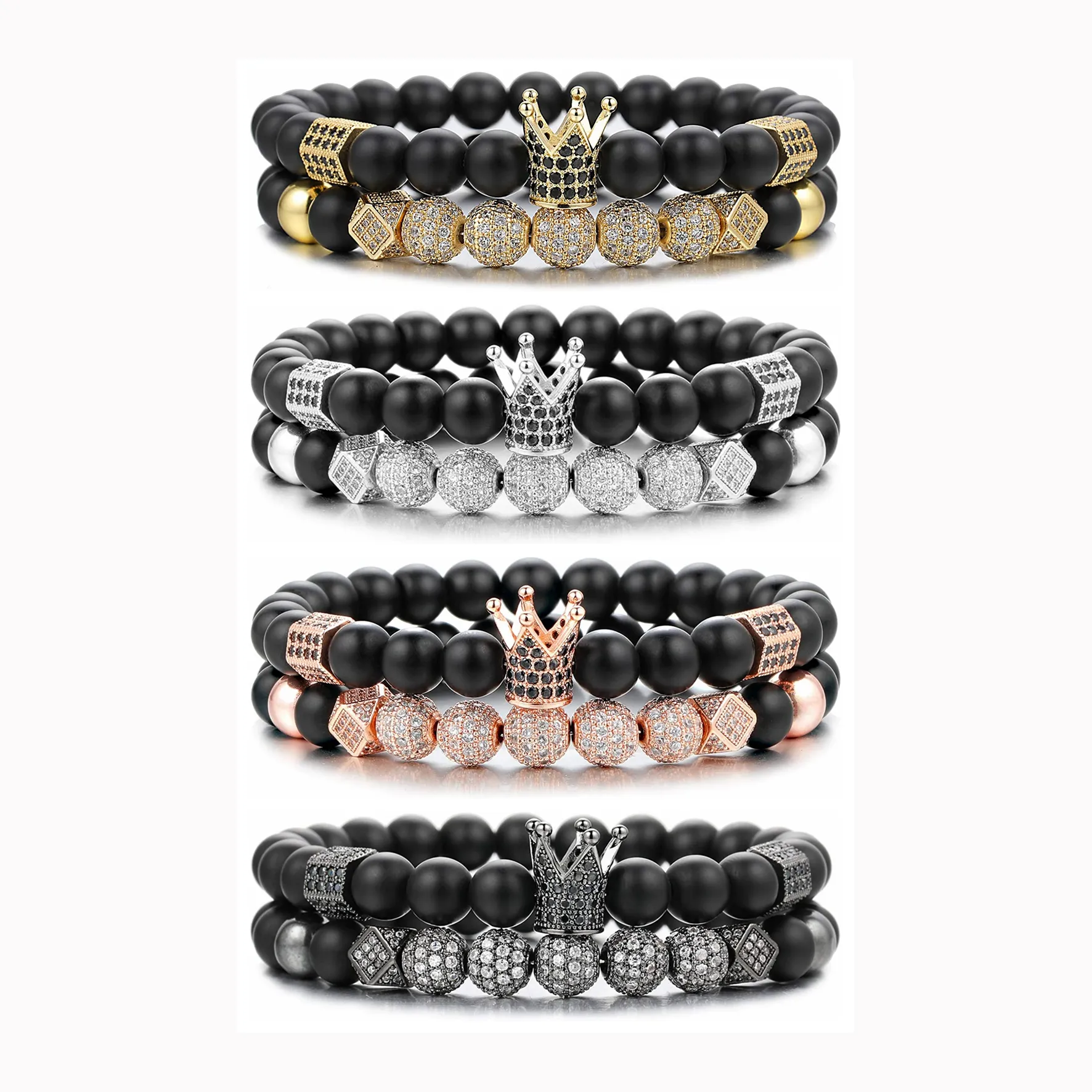 Black Onyx Bracelet 8mm Beads, Set of 4 Pieces | gemstone/crystal Jewelry | Mother's Day/Birthday/Anniversary/Valentine's Day Gift