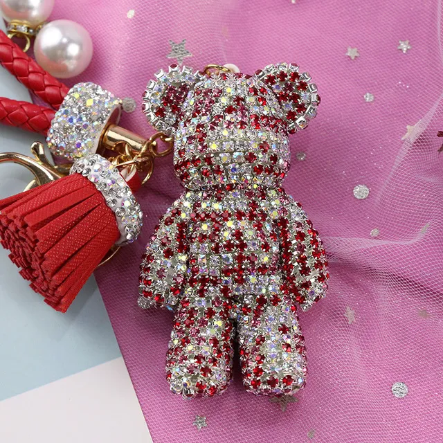 Cute Bear Charm Keychain - Premium Crystal Bag Pendant