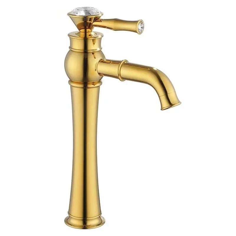 Rolya Luxurious Golden High Body Basin Faucet Lavatory Bathroom Vessel Tall Basin Sink Mixer Taps