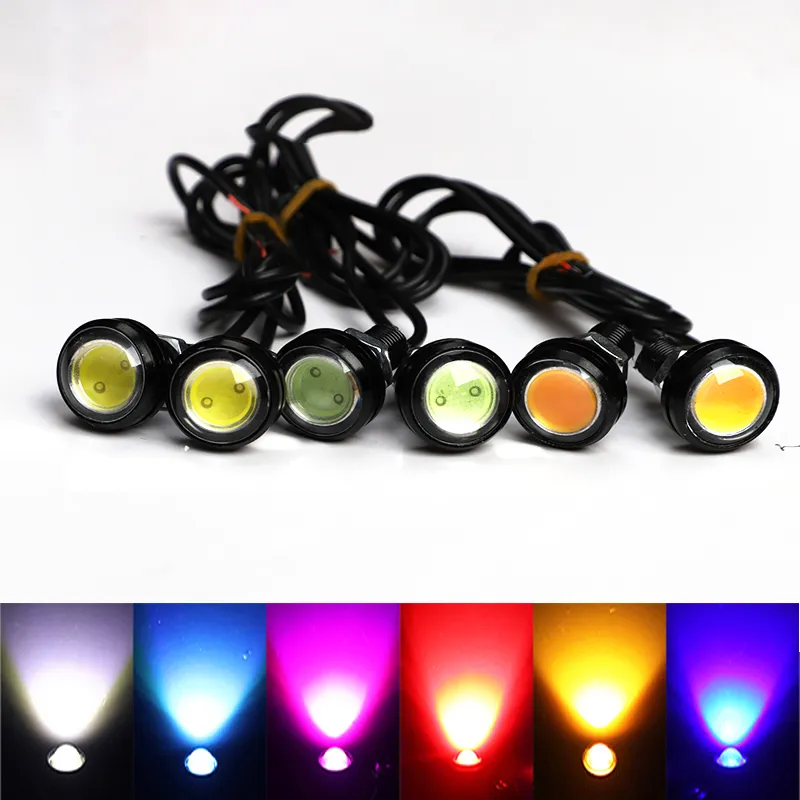 23mm 18 mm Bil Eagle Eye DRL LED Dagtid Running Lights LED 12V Backup Reversering Parkering Signal Bolt på skruv Automobiles Lampor DRL