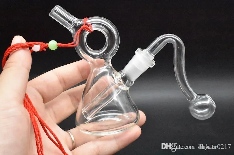 wholesale Collier en verre Tabac à eau Pipe Recycler Art Mini Bong Accessoires Pièce Pipes À Fumer Avec 10mm Verre Huile Rigs Nail Bongs