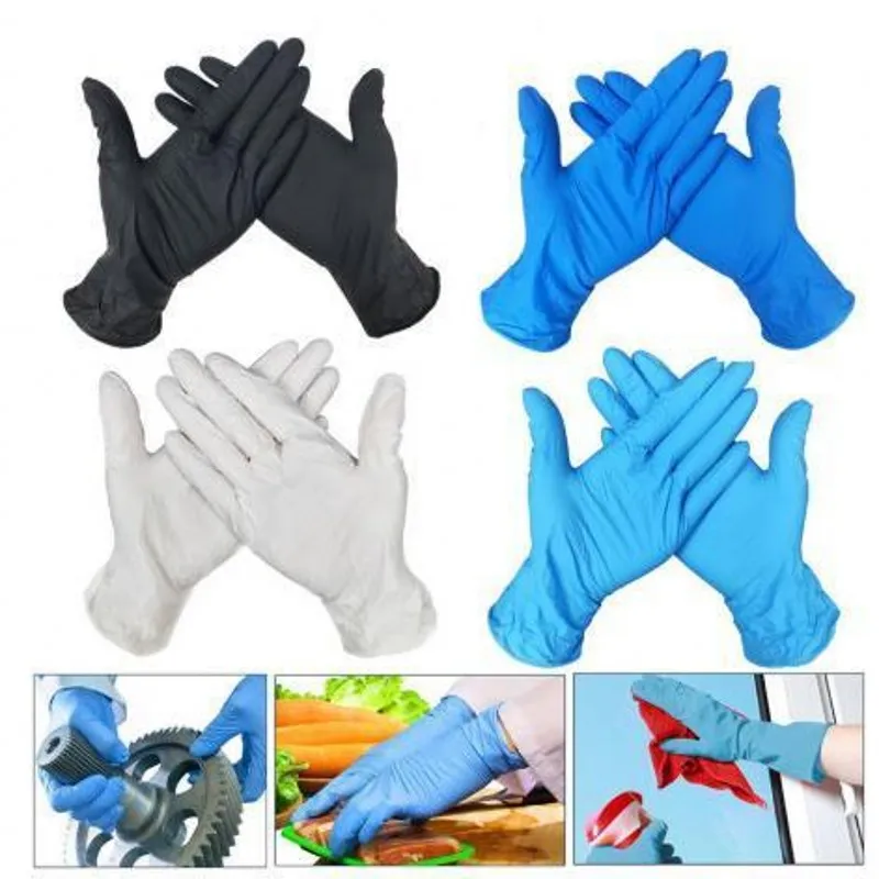 Stock DHL Free 100Pcs Disposable nitrile gloves Gloves Latex Universal Kitchen/Dishwashing/ /Work/Rubber/Garden Gloves Left and Right Hand