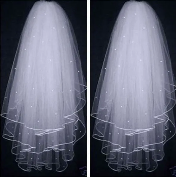 Veli da sposa a tre strati in tulle bianco avorio caldo Accessori per velo da sposa morbidi di alta qualità semplici al gomito corto per le spose