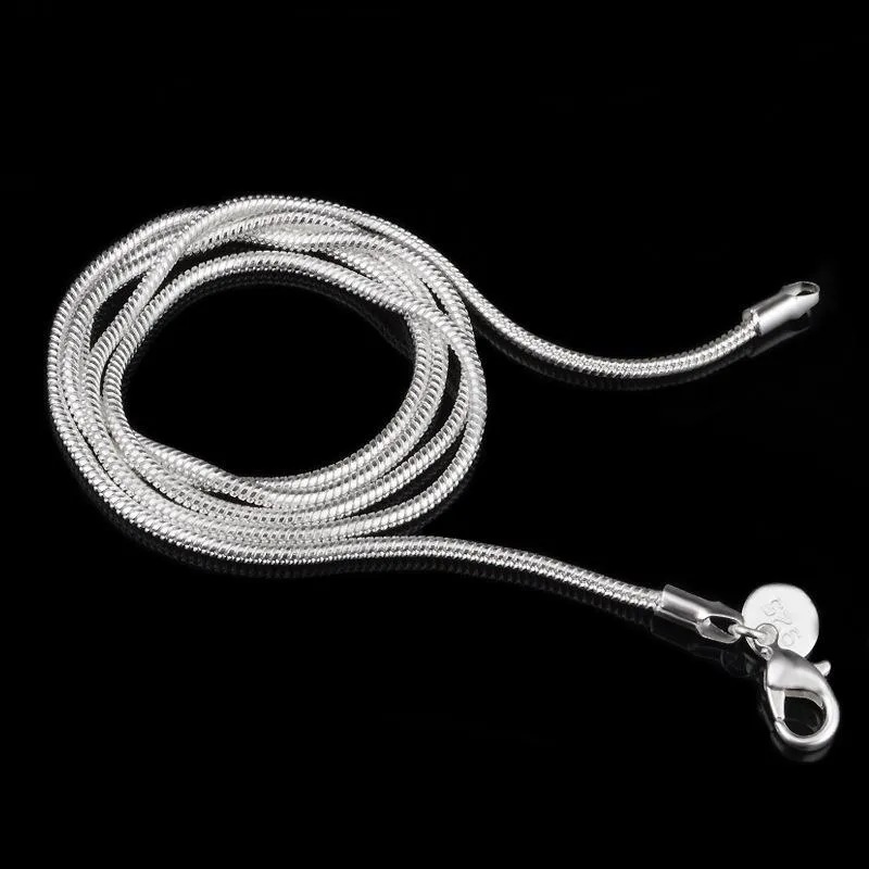 Bulk 2mm 925 sterling zilver gladde slang kettingen 16 18 20 22 24 inch choker ketting voor vrouwen mannen mode-sieraden