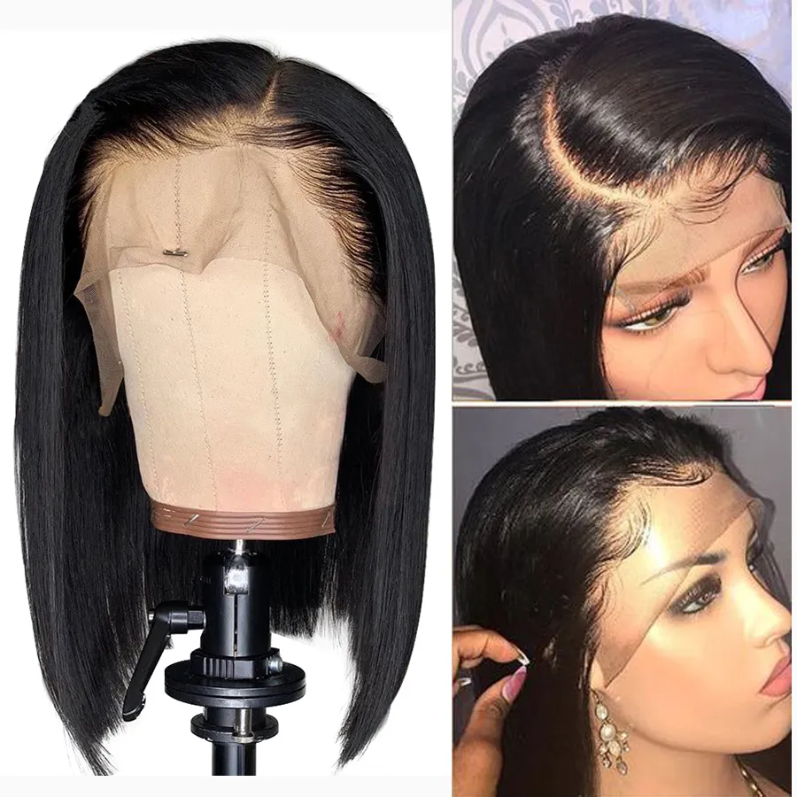 Bob wigs for african american women virgin peruvian bob cut short lace front human hair