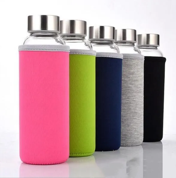 Outdoor Bottle Glass Water Bottle With Stainless Steel Loose Leaf Tea Strainer 550ML Tea Infuser Double Wall Glass Bottle 5 Colors