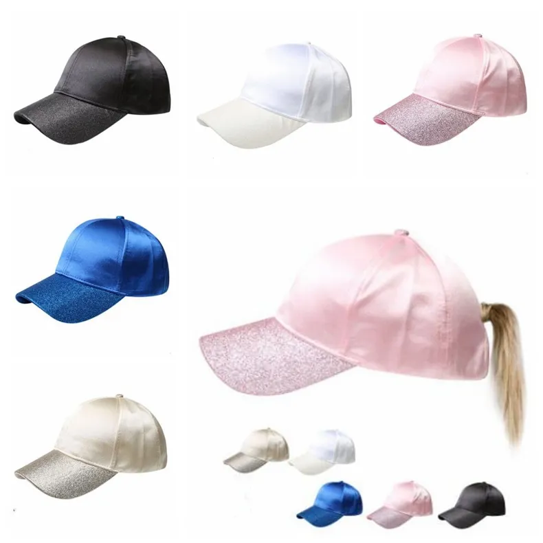 Ponytail Baseball Cap Plain Solid Ball Caps Summer Sport Sun Hats Women Snapback Fashion Hat With Rear Opening Trucker Pony Visor Caps ZYQ3