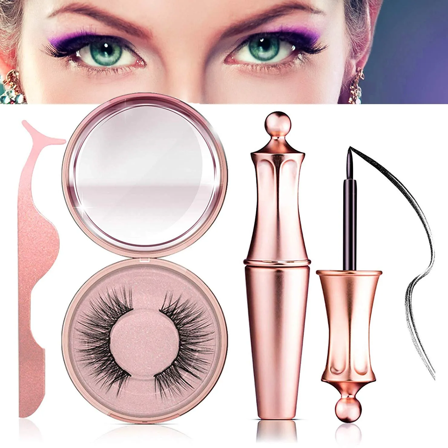 2019 neue Heiße Magnetische Flüssigkeit Eyeliner Magnetische Falsche Wimpern Pinzette Set Wasserdicht Langlebige Eyeliner Falsche Wimpern