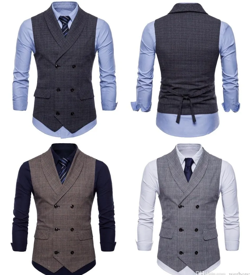 Custom Made Hot Sell Groom British Vests Single Breasted Double Breasted Mens Plaid Vests Slim Casual Wedding Party Bridesgroom Vest