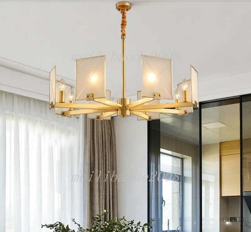 Postmodern copper glass Pendant Lamps living room bedroom villa designer model room lighting avize modern salon E14 MYY