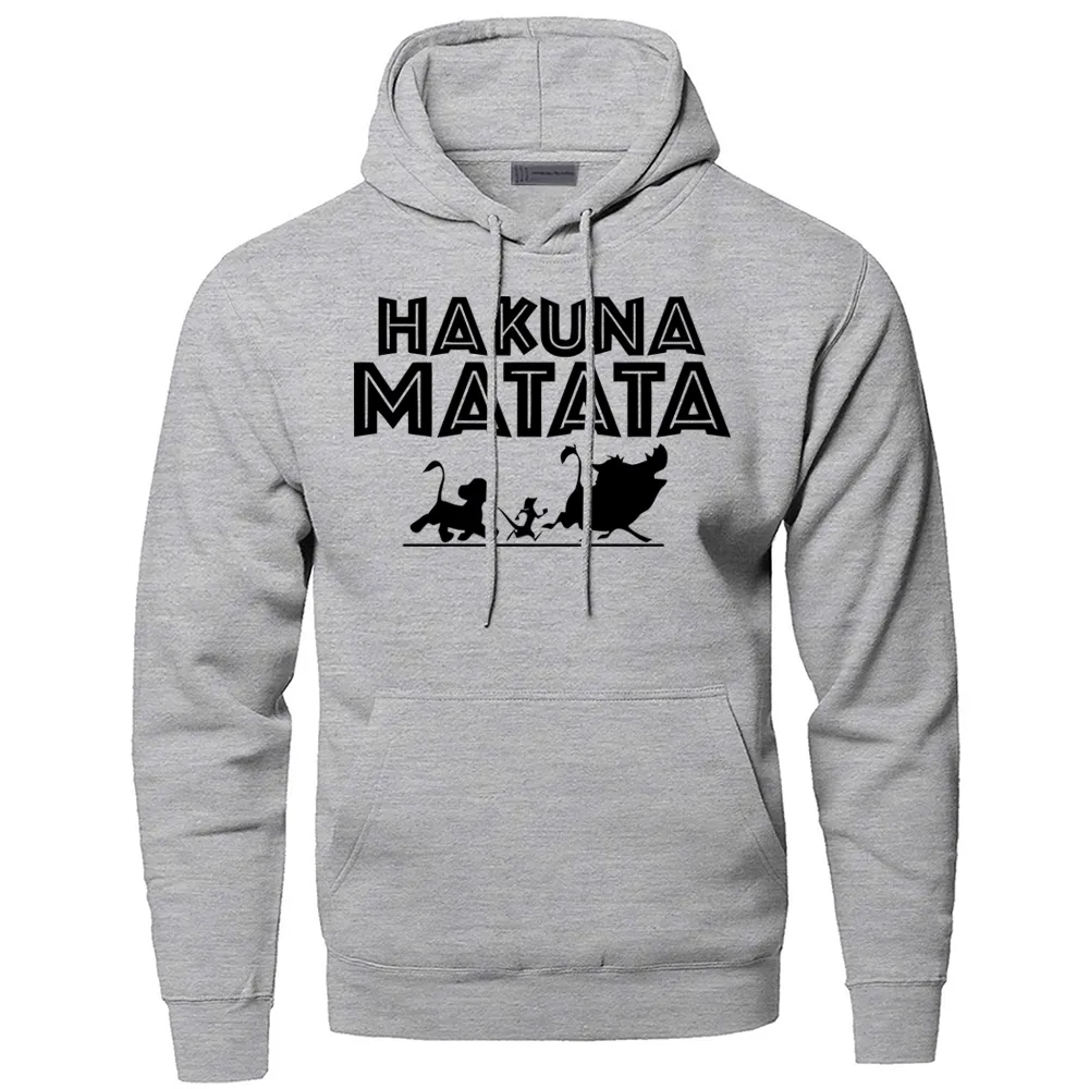 The  King Hakuna Matata HoodiesSweatshirts MenSimba Pumbaa Timon Hooded Hoodie 2019 Winter Autumn Movie CartoonSportswear