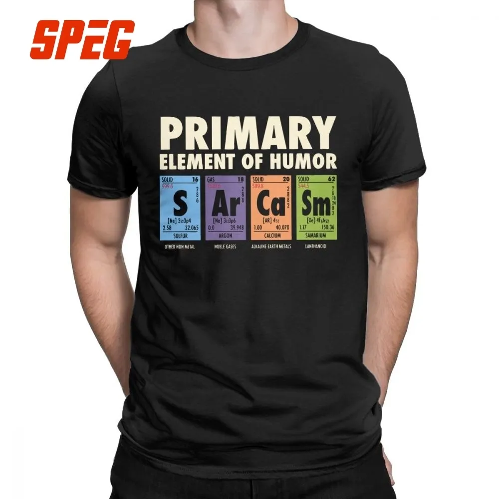 Mizahın Periyodik Tablosu Adamın T Gömlek S AR CA SM Bilim Sarcasm Birincil Öğeleri Kimya T-shirt Komik Pamuk Mizah Tees Y19060601