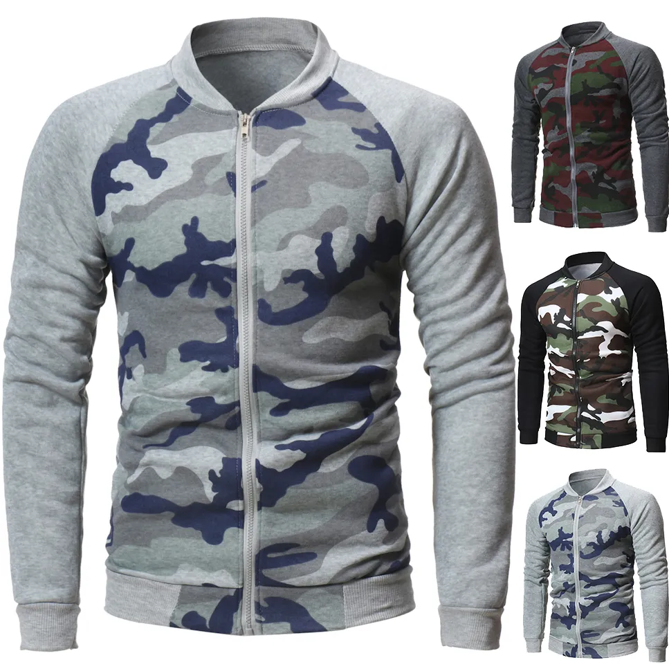 2019 Ropa para hombre Suéteres de diseñador Sudaderas con capucha para hombre Patinetas Sudadera con capucha de camuflaje Slim Stand Collar Streetwear Pullover Sudadera Suéter