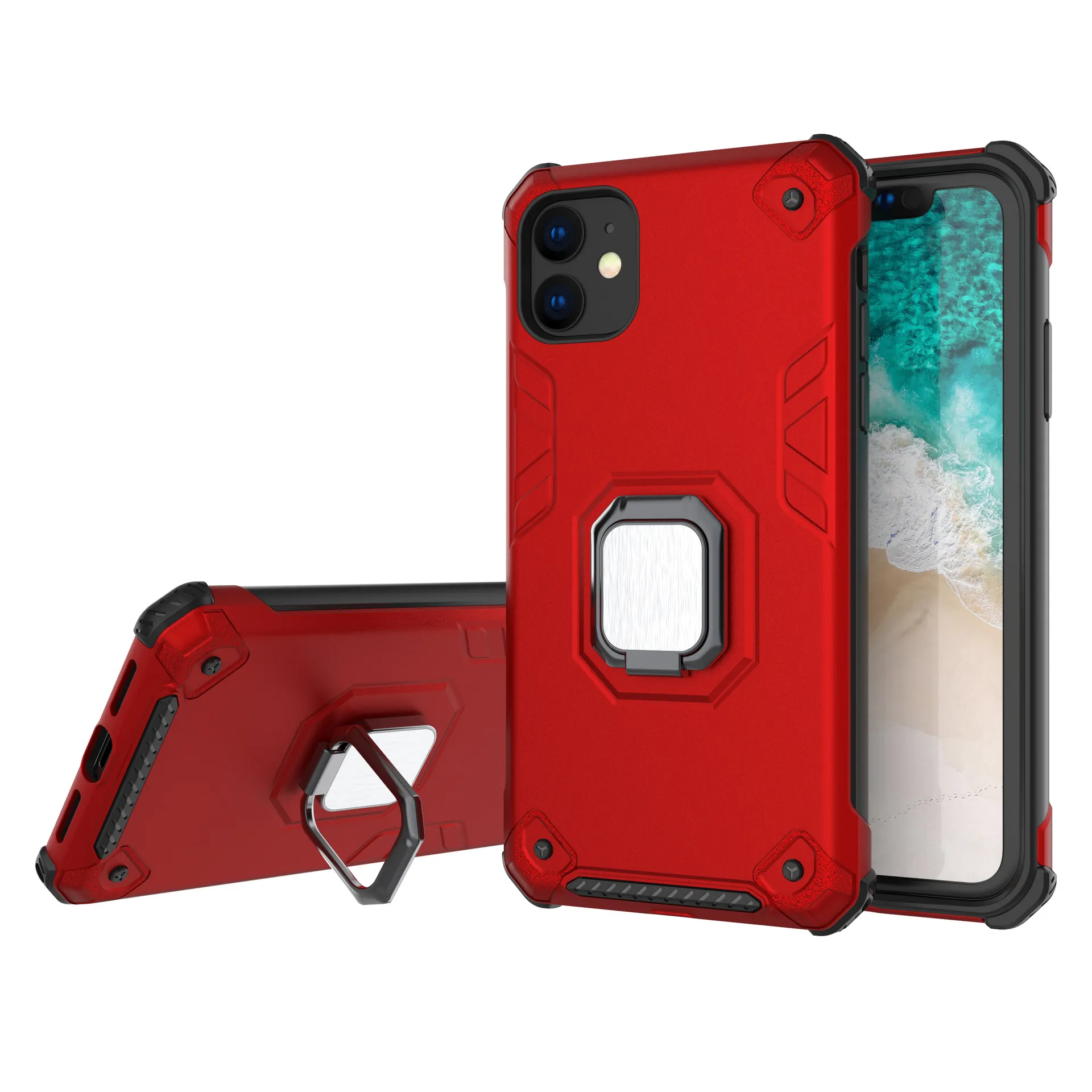 حلقة حامل Kickstand لدرع الهجين PC + TPU حالة الغطاء عن اي فون 11 للمحترفين 11 للمحترفين MAX 6 7 8 PLUS XR XS XS MAX 50PCS / LOT