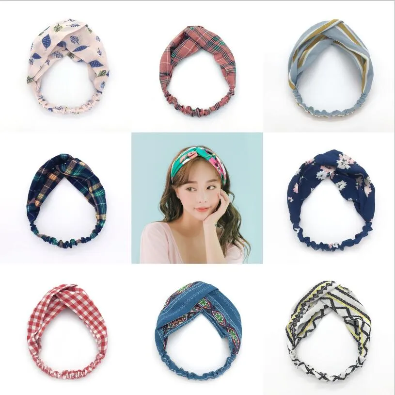 Multicolor SelectionEuropean i American Face Headband Opaska, panie do mycia twarzy Makijaż, prosta elastyczna opaska krzyżowa, pani głowy