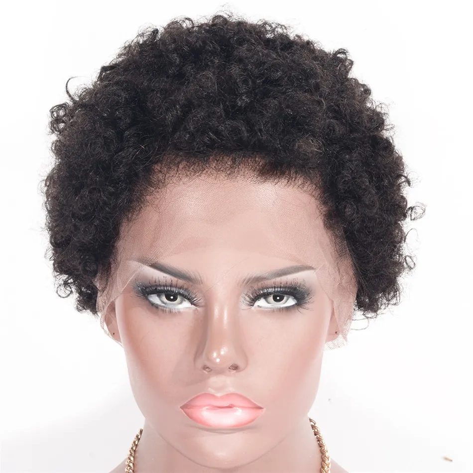 Mongolian Human Hair Kinky Curly Lace Front Wigs 130% Density Full Lace Wigs Pre Pucked Hairline