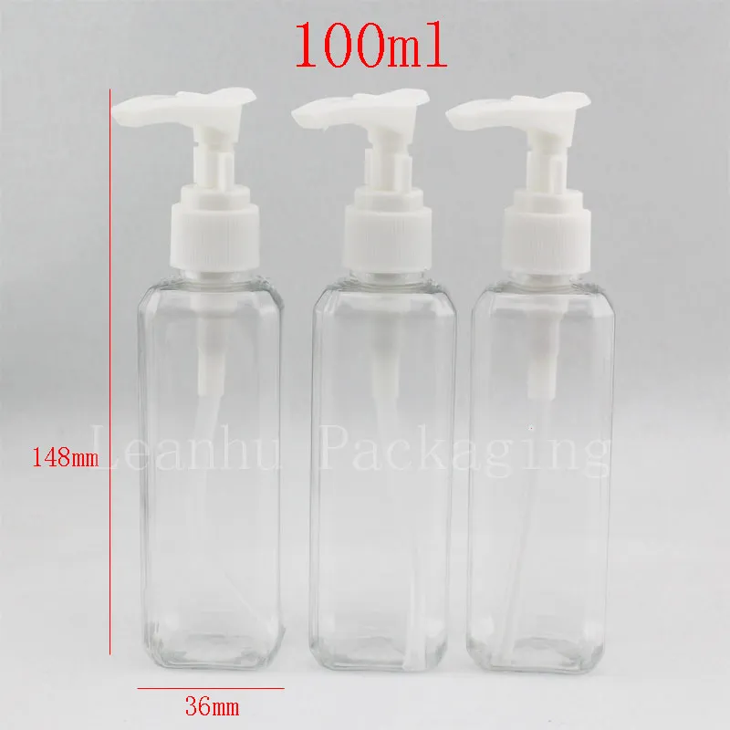 100ml x 50 평방 투명 베이 넷 펌프 로션 병, 샤워 젤 병 샴푸 병,