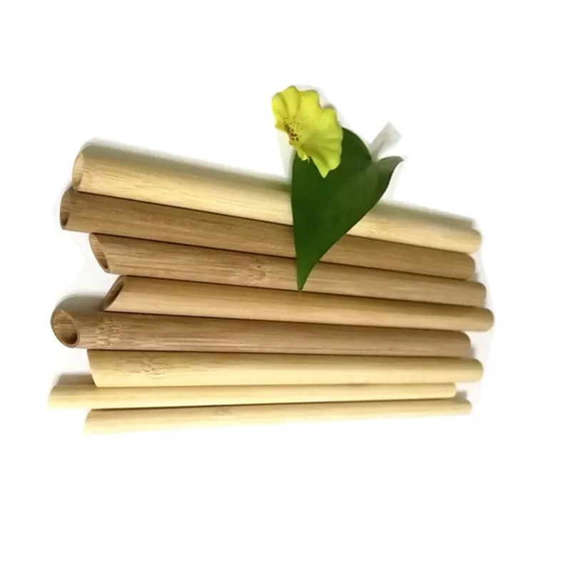 Högkvalitativ Naturlig Bambu Boba Straw Tube Bevel Ends Bulk Private Label Återanvändbar Anpassad Logo Stor