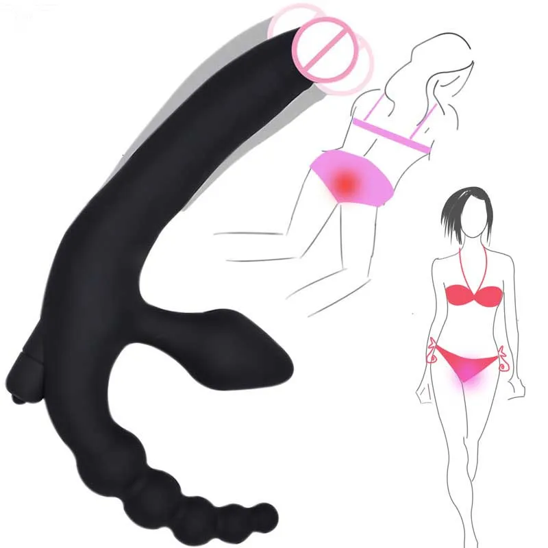 Dildo vibratore per le donne Stimolazione del punto G Doppia tripla penetrazione Vibrante perline anali Butt Plug per coppie lesbiche U104 Y191015