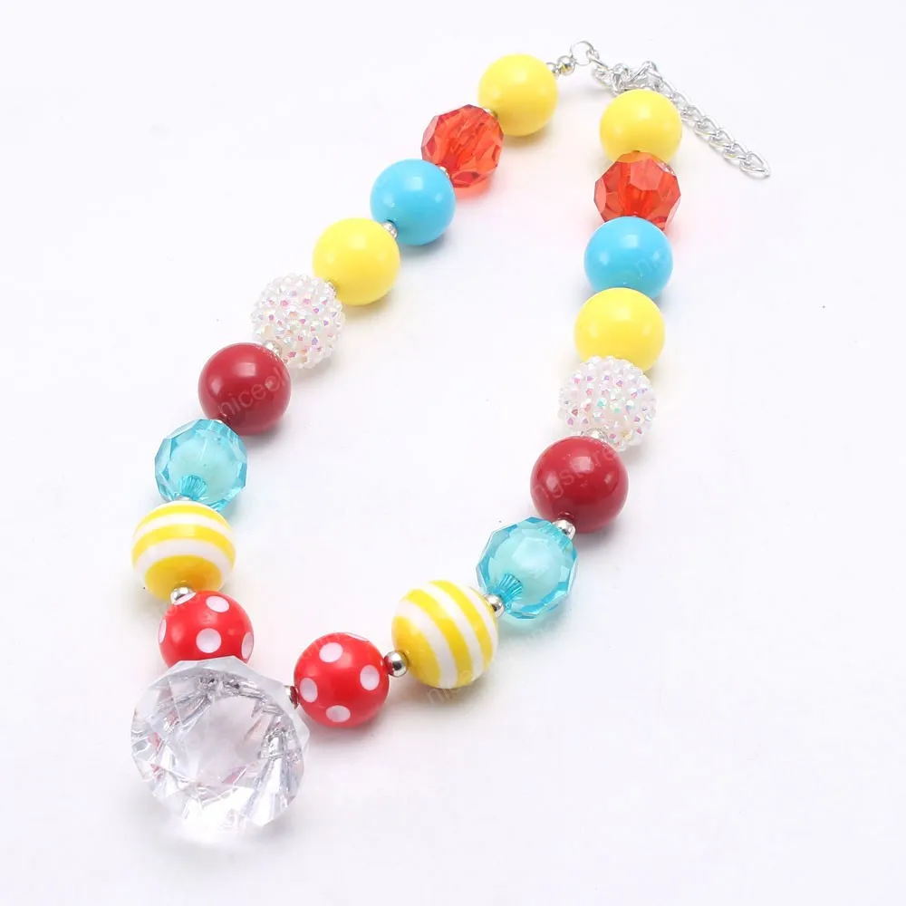 Date Enfants Filles Bébé Perles Collier Avec Pendentif Goutte D'eau Enfant Chunky Bubblegum Collier Coloré Chunky Bijoux