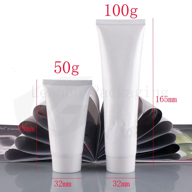 100 G (ML) Kozmetik Ambalaj için Boş Beyaz Plastik Tüpler, 1.75oz Unguant Handcream Yüz Temizleyici Konteyner Şişeleri