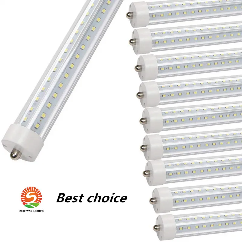 T8 5ft LED Cooler Door Tube Lamps 45w AC110V FA8 Single Pin Dual-End Powered Ballast Bypass Clear Len 6500K F60T12 Replacement Fluorescent