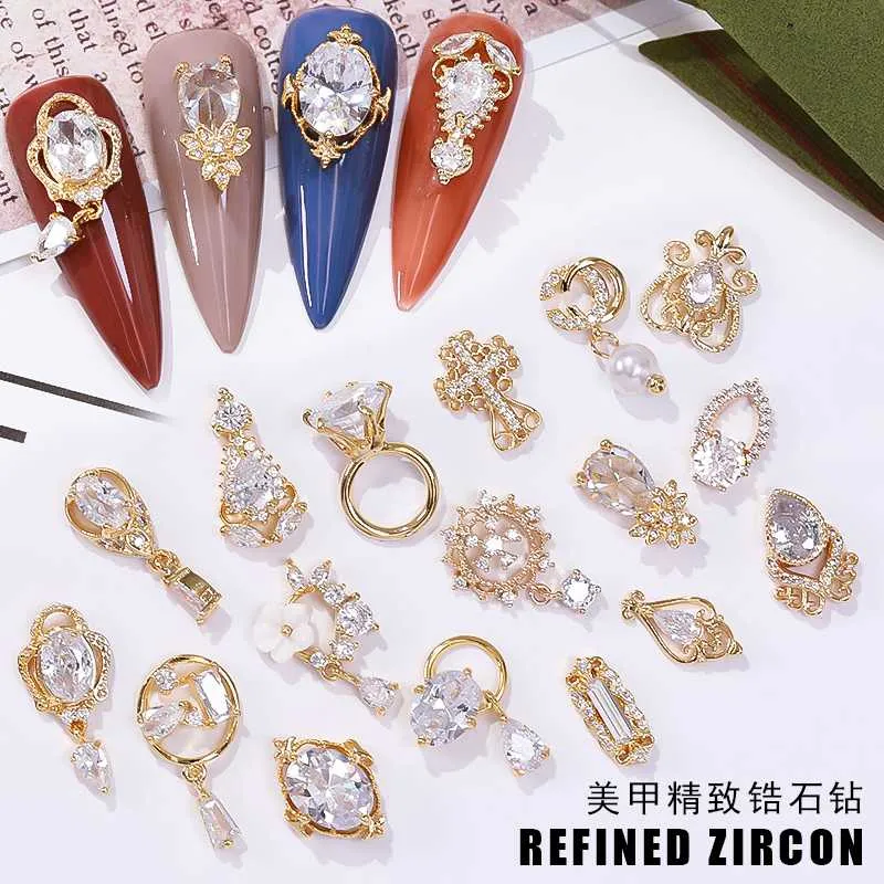 latest 5pcs tassel nail art zircon Nail Metal Jewelry fingernail Zircon Diamond charms Pendant Manicure decoration