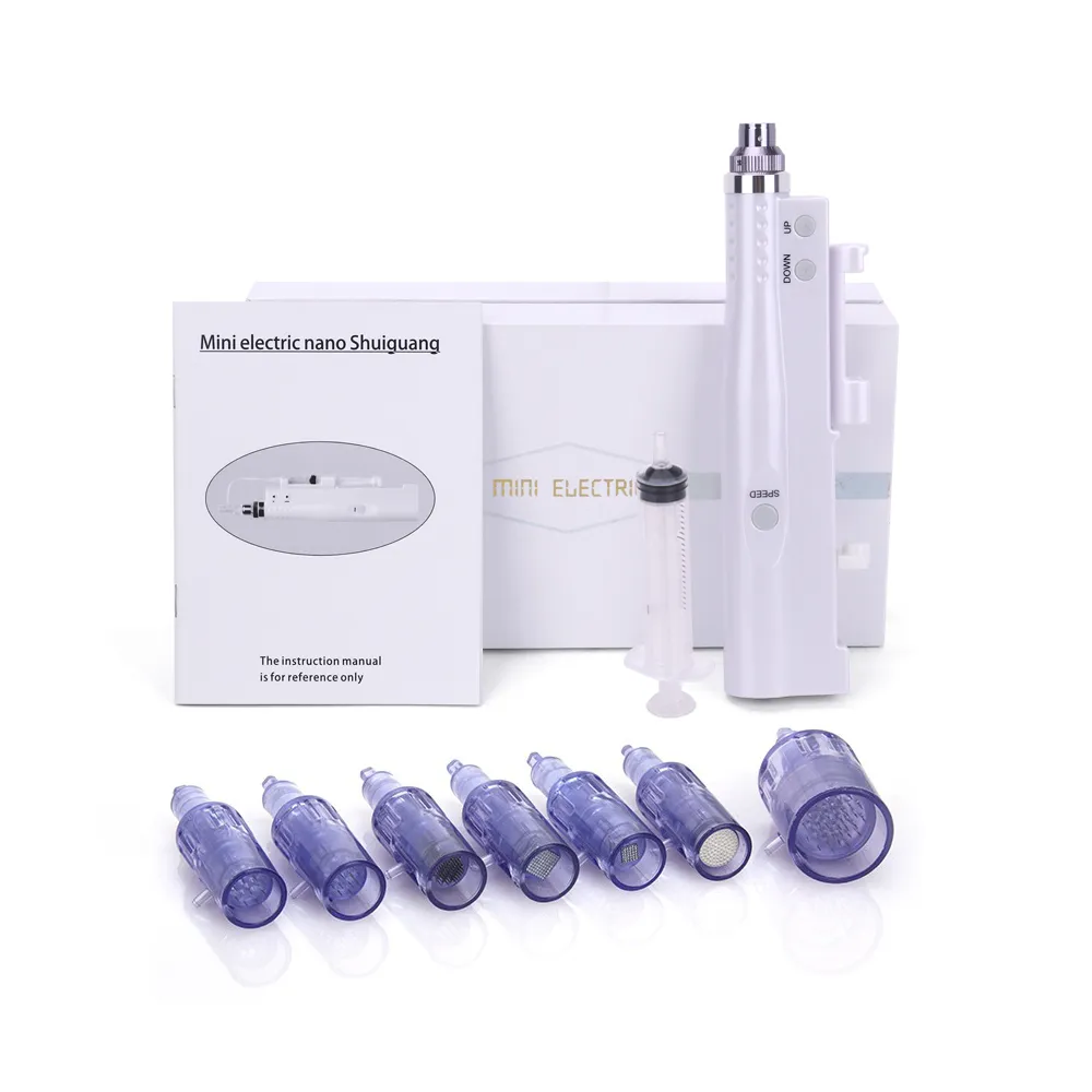 2020 Mini 2 in 1 Electric Microneedling Auto Crystal Injector Mesotherapy Gun Nano Needle Derma Pen Home Use DHL Free Shipping