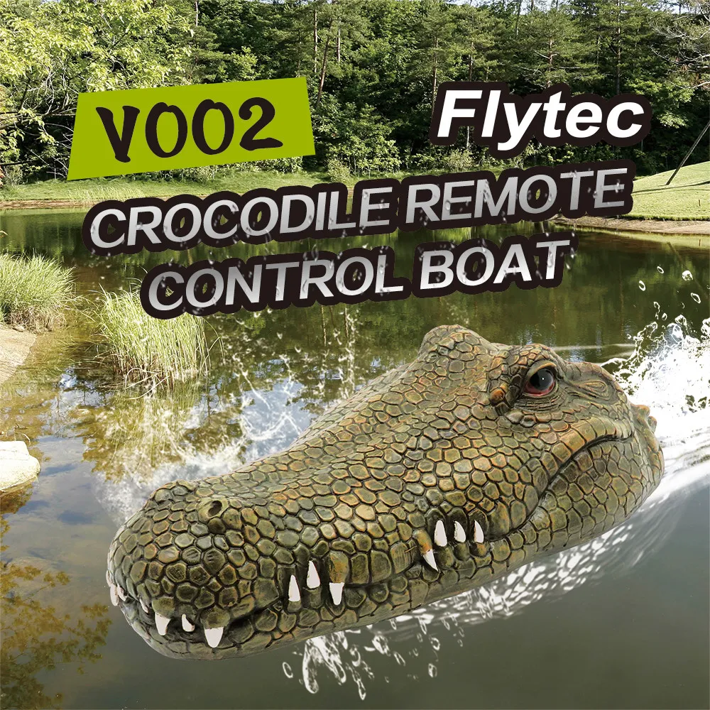 Flytec V002 Simulation Crocodile Head RC Bateau 2.4G Télécommande Électrique Jouets 15 km / h Vitesse Crocodile Head Spoof Toy MX200414