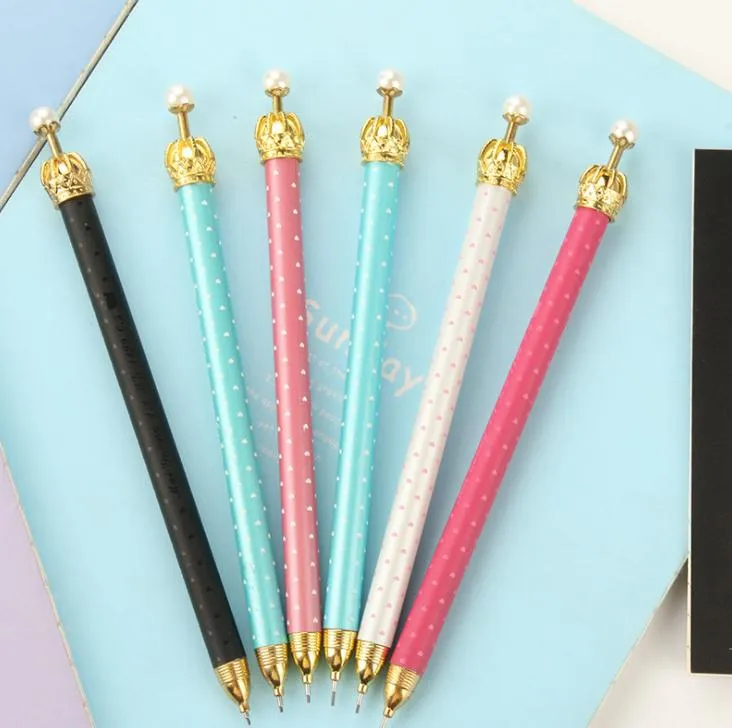 Cute Cartoon Metal Crown Gel Pen Kawaii Piękny Koreański Papeteria Dla Dzieci School Supplies Prezent SN2429